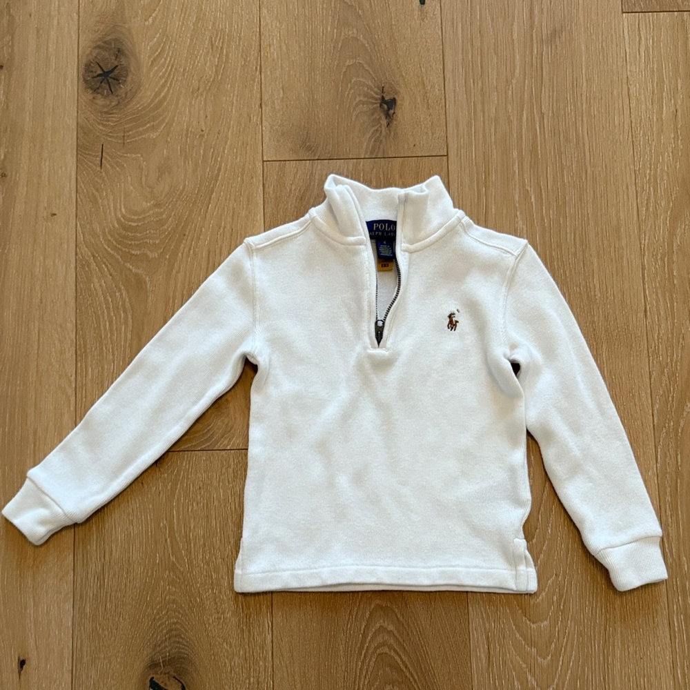 Polo by Ralph Lauren Boys White 1/4 Zip Pullover Toddler 4T white sweater
